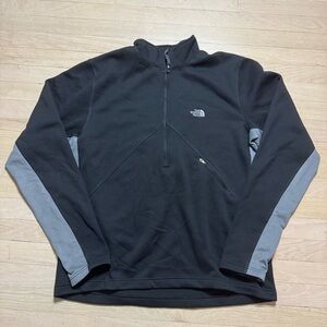 The North Face Men's XL Black Grid Fleece Quarter Zip Pullover Gray Panels